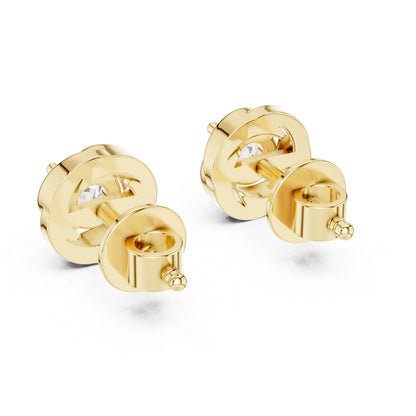 Women’s Round Lab-Grown Diamond Earrings in 14K Yellow Gold