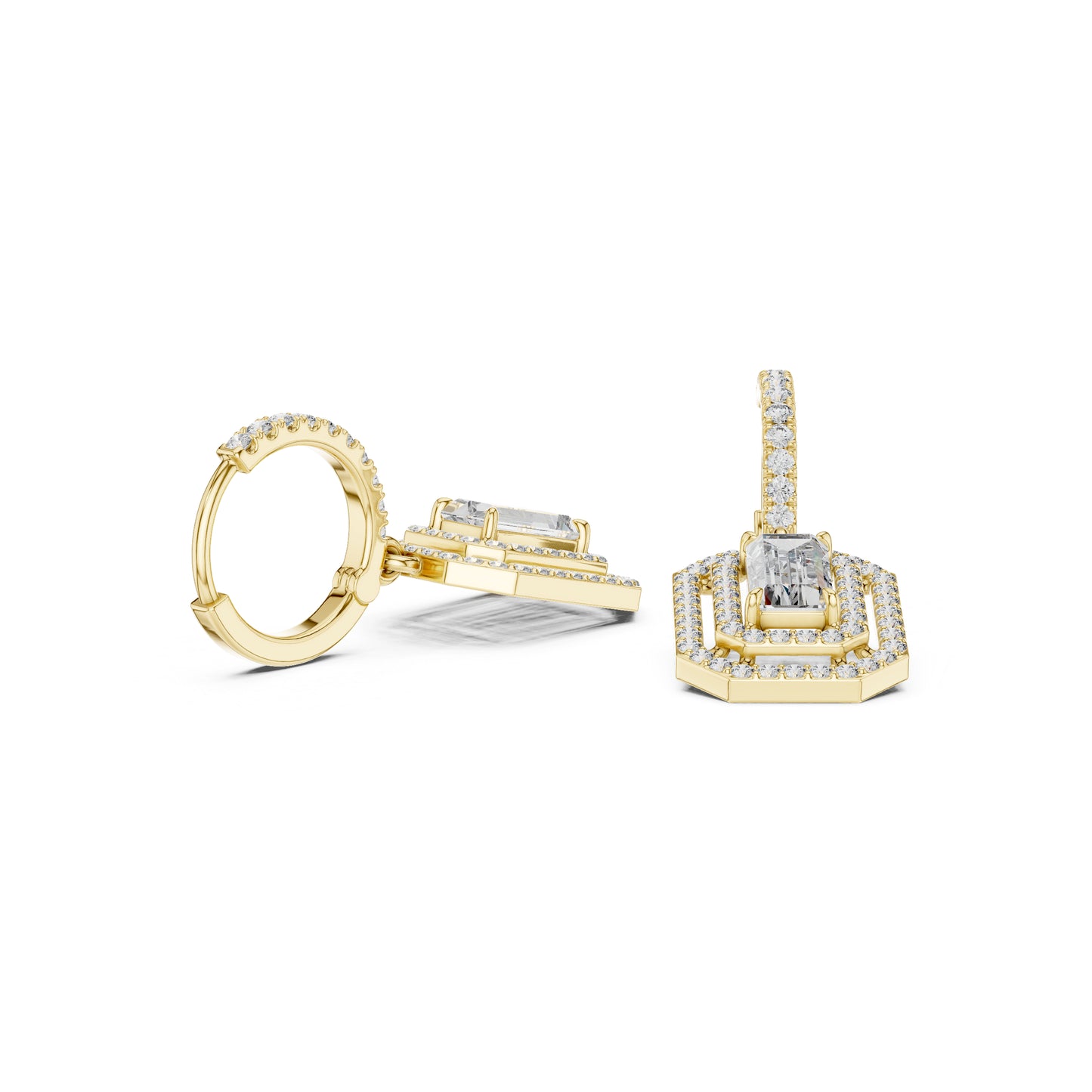 14K Yellow Gold Round Lab-Grown Diamond Engagement Earrings for Women | Pure Carat