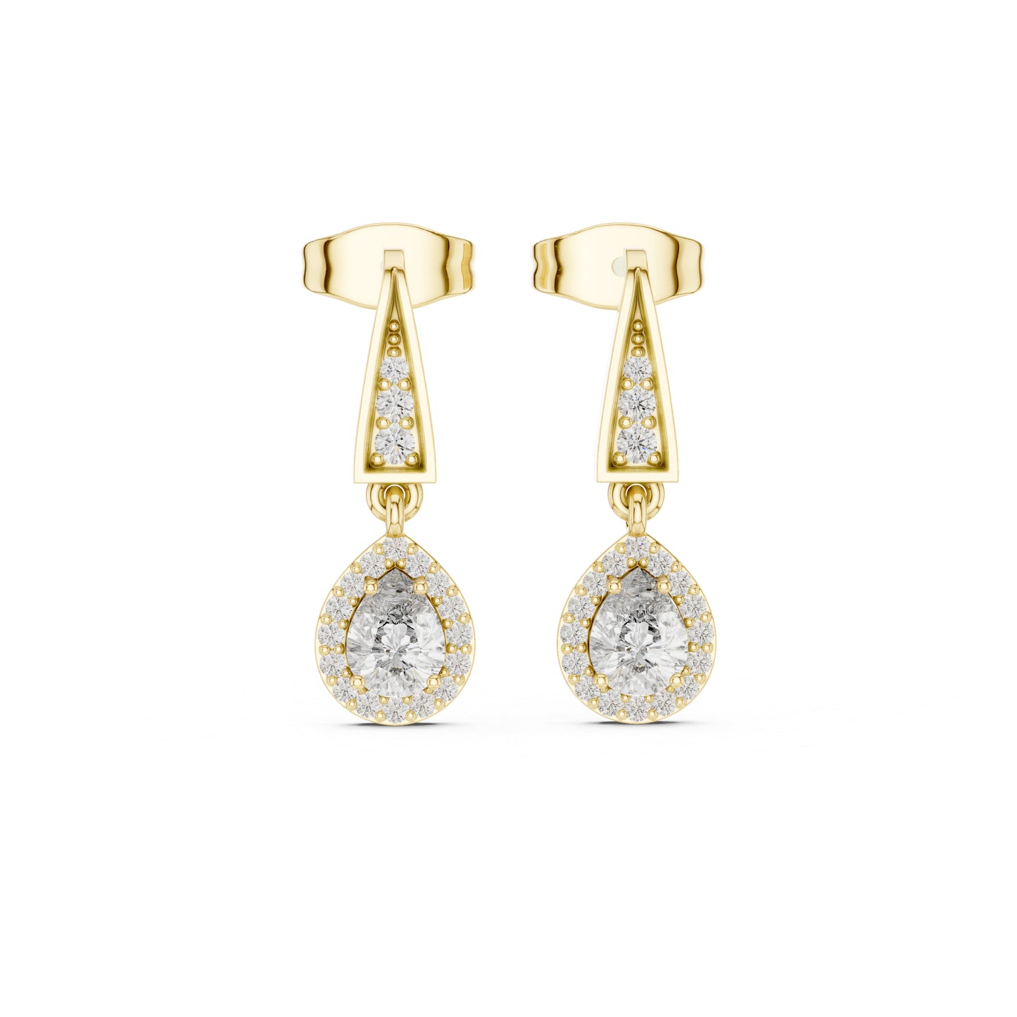 18K Yellow Gold Round & Pear Lab-Grown Diamond Wedding Earrings for Women | Pure Carat