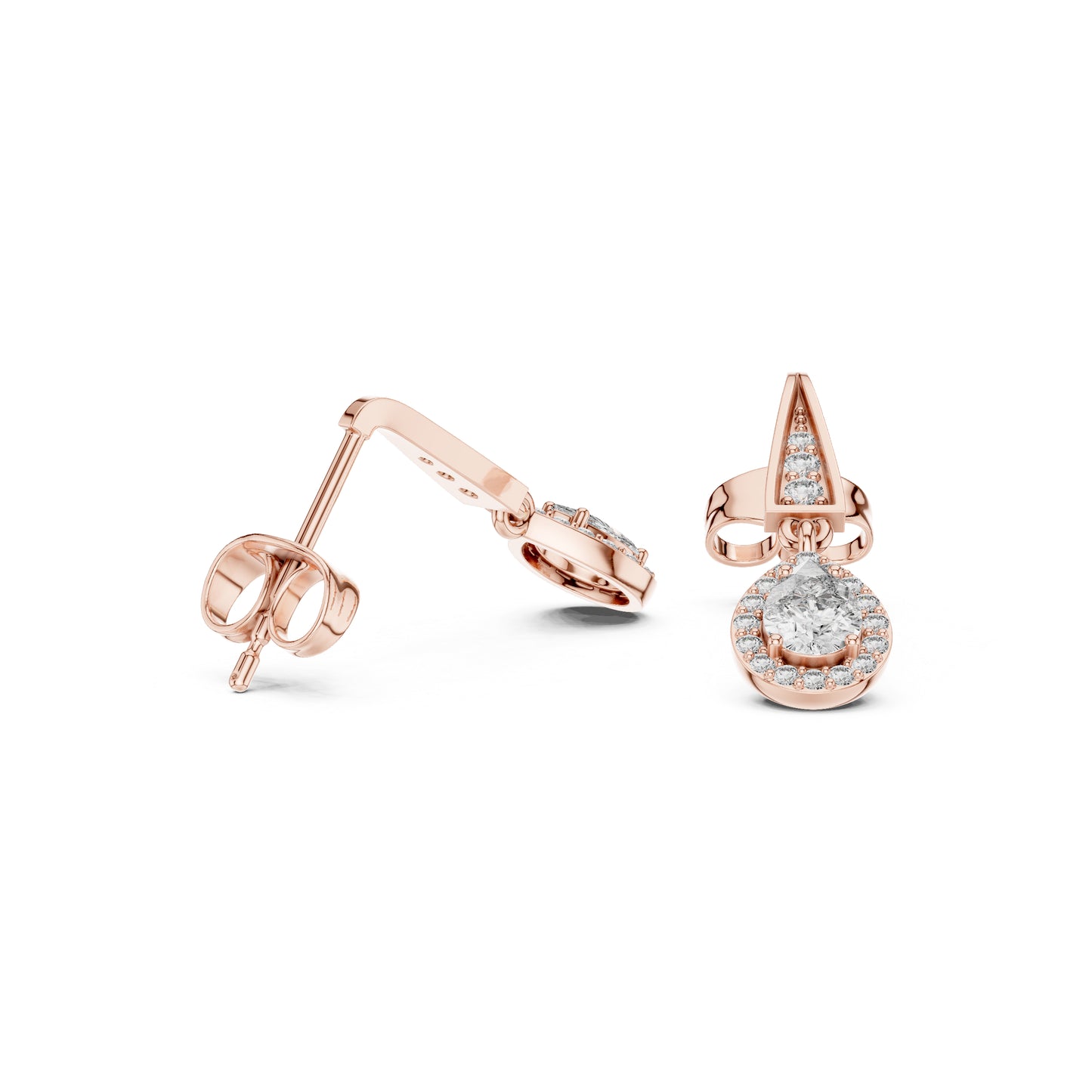 18K Yellow Gold Round & Pear Lab-Grown Diamond Wedding Earrings for Women | Pure Carat