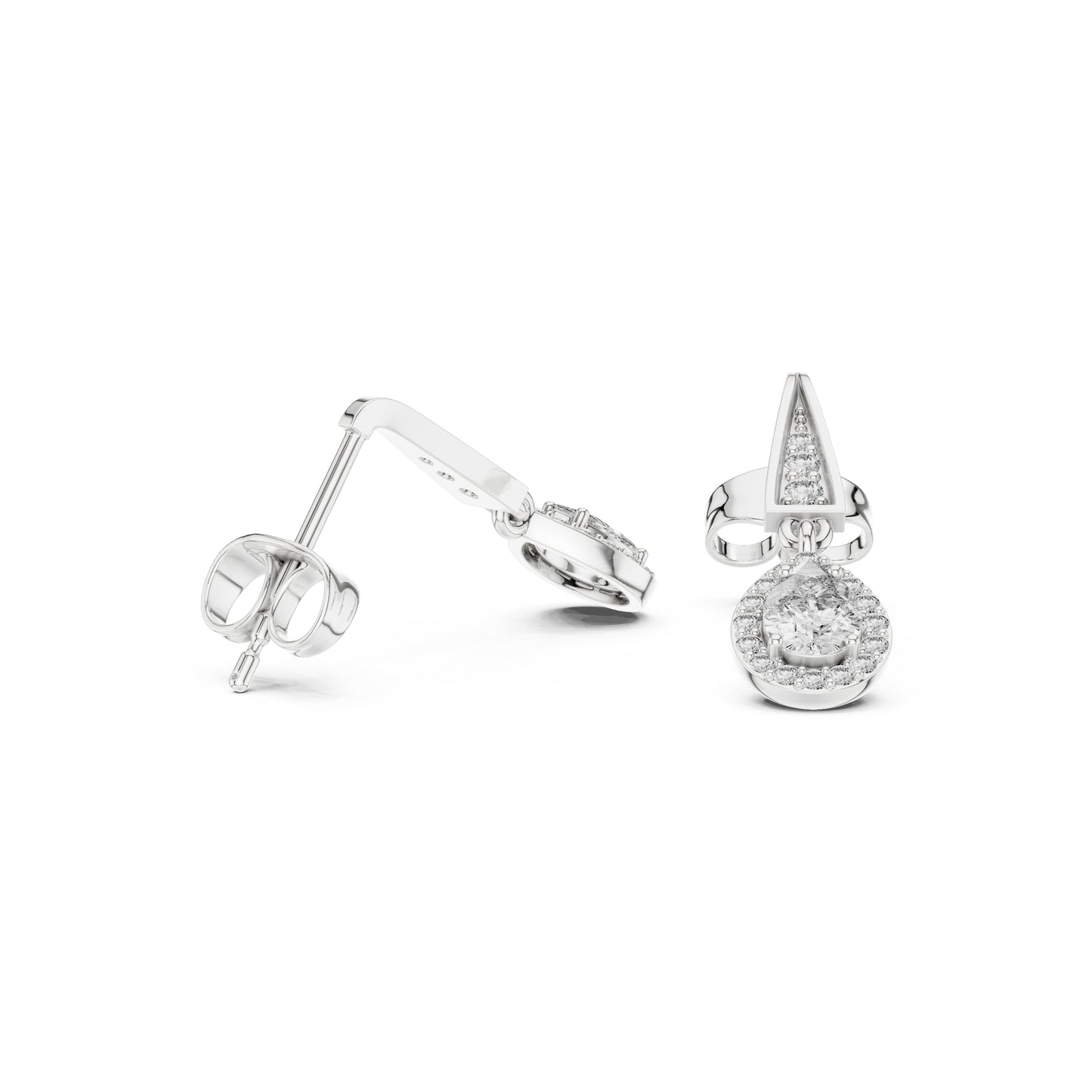 18K Yellow Gold Round & Pear Lab-Grown Diamond Wedding Earrings for Women | Pure Carat