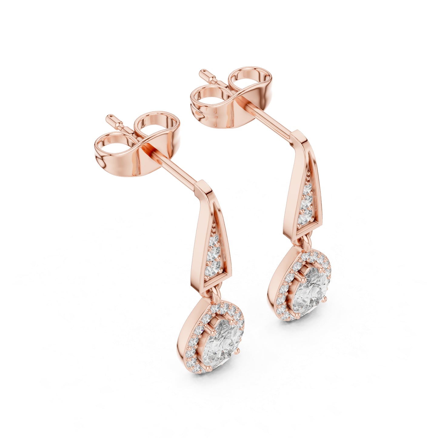 18K Yellow Gold Round & Pear Lab-Grown Diamond Wedding Earrings for Women | Pure Carat