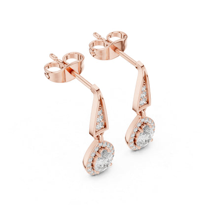 18K Yellow Gold Round & Pear Lab-Grown Diamond Wedding Earrings for Women | Pure Carat