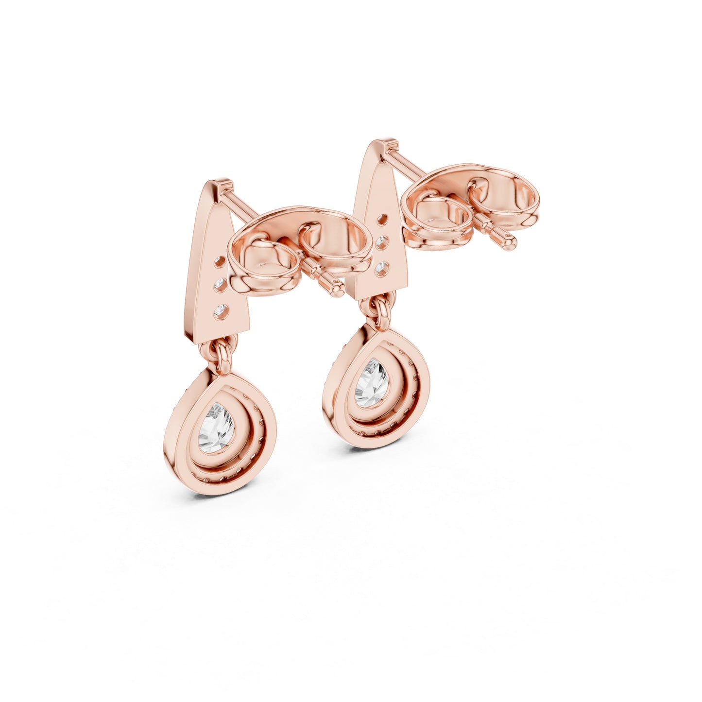 18K Yellow Gold Round & Pear Lab-Grown Diamond Wedding Earrings for Women | Pure Carat