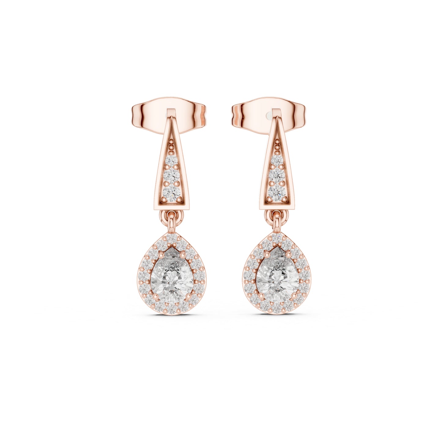 18K Yellow Gold Round & Pear Lab-Grown Diamond Wedding Earrings for Women | Pure Carat