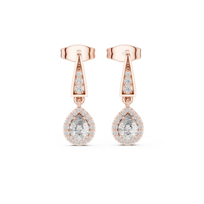 18K Yellow Gold Round & Pear Lab-Grown Diamond Wedding Earrings for Women | Pure Carat
