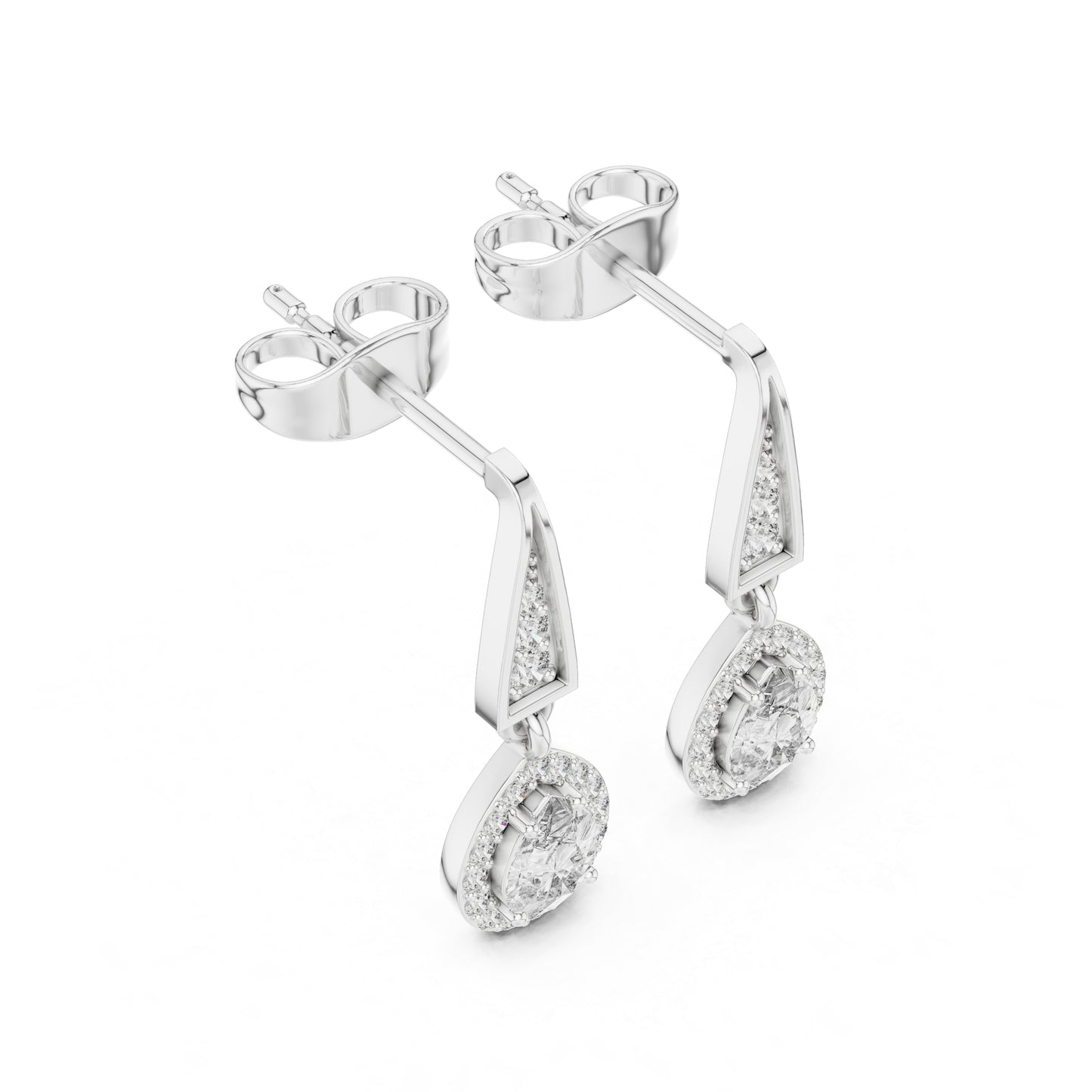 18K Yellow Gold Round & Pear Lab-Grown Diamond Wedding Earrings for Women | Pure Carat