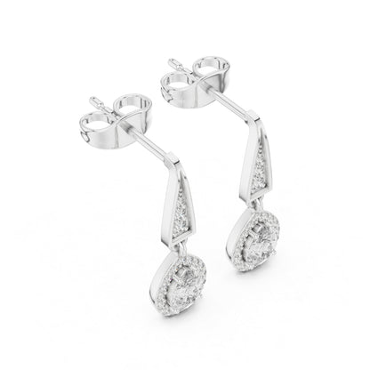 18K Yellow Gold Round & Pear Lab-Grown Diamond Wedding Earrings for Women | Pure Carat