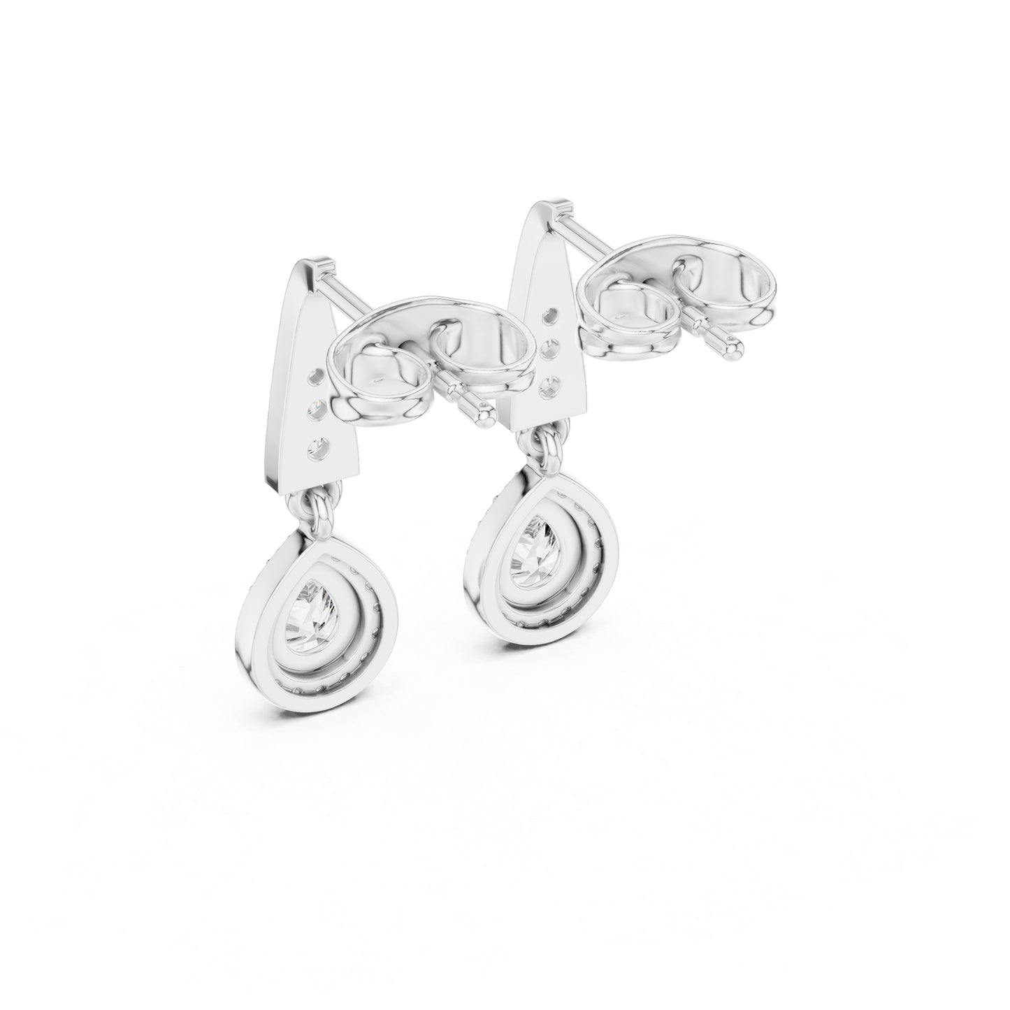 18K Yellow Gold Round & Pear Lab-Grown Diamond Wedding Earrings for Women | Pure Carat