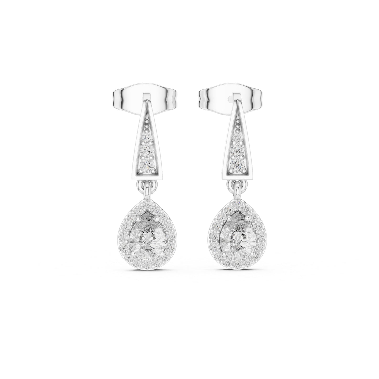 18K Yellow Gold Round & Pear Lab-Grown Diamond Wedding Earrings for Women | Pure Carat