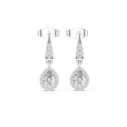 18K Yellow Gold Round & Pear Lab-Grown Diamond Wedding Earrings for Women | Pure Carat