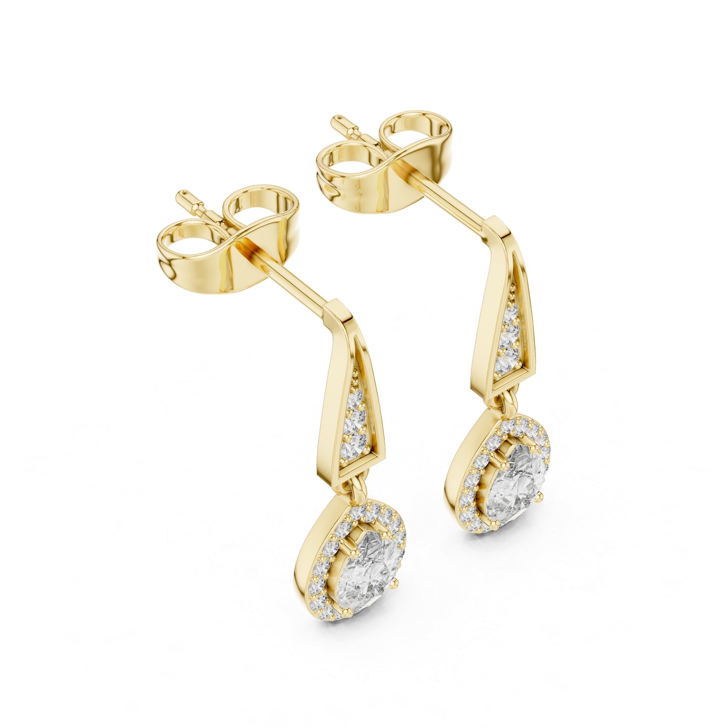 18K Yellow Gold Round & Pear Lab-Grown Diamond Wedding Earrings for Women | Pure Carat