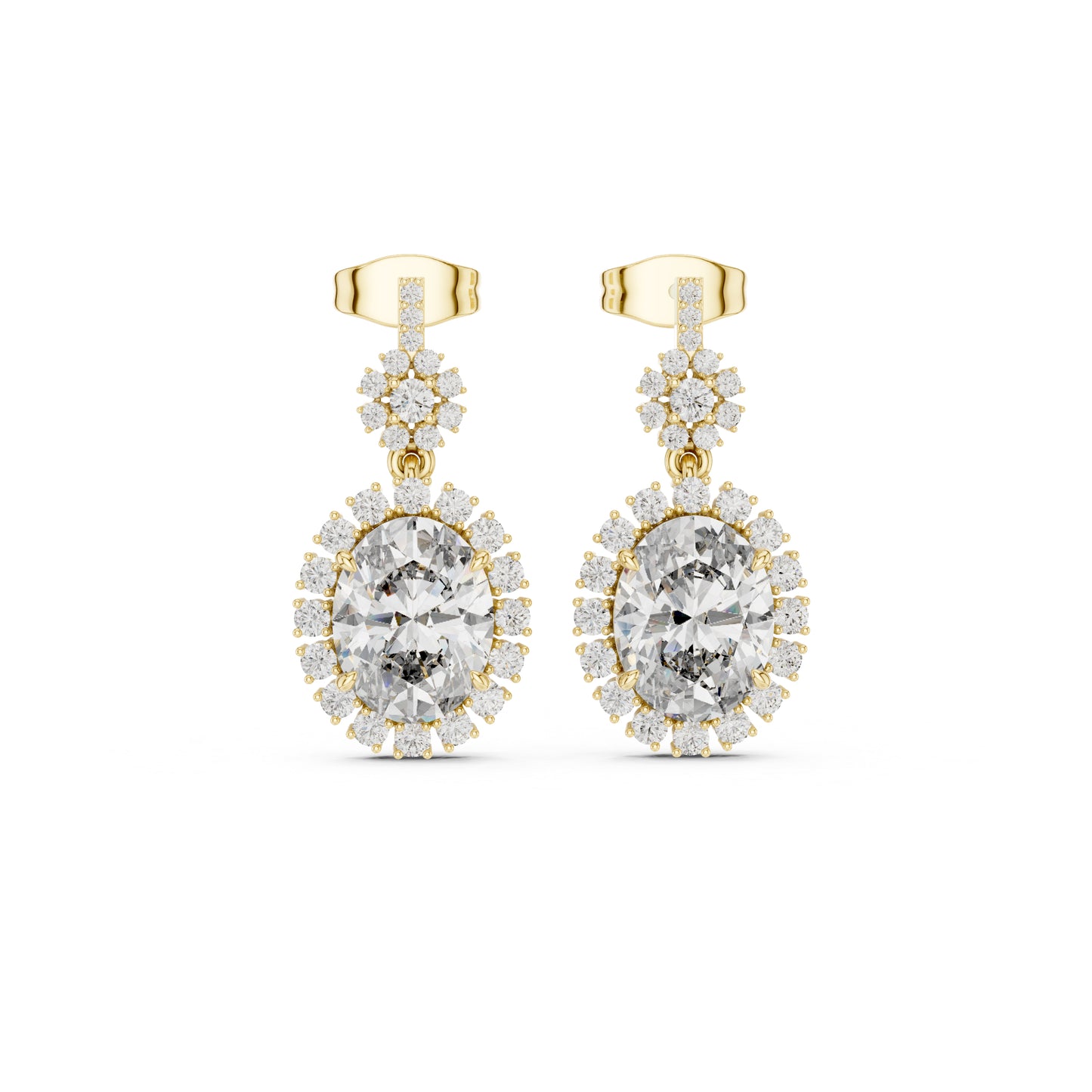 18K Rose Gold Round & Oval Lab-Grown Diamond Wedding Earrings for Women | Pure Carat