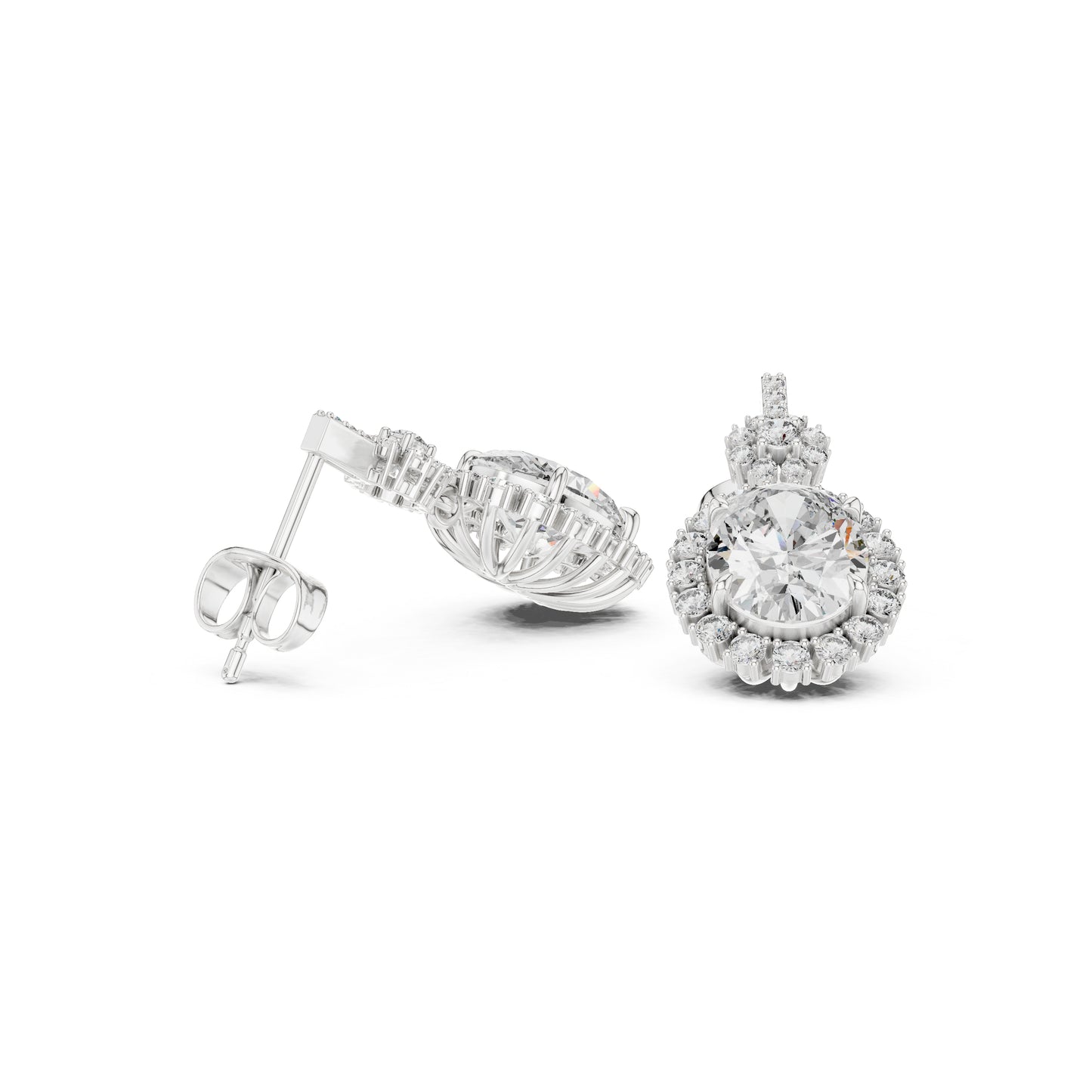18K Rose Gold Round & Oval Lab-Grown Diamond Wedding Earrings for Women | Pure Carat