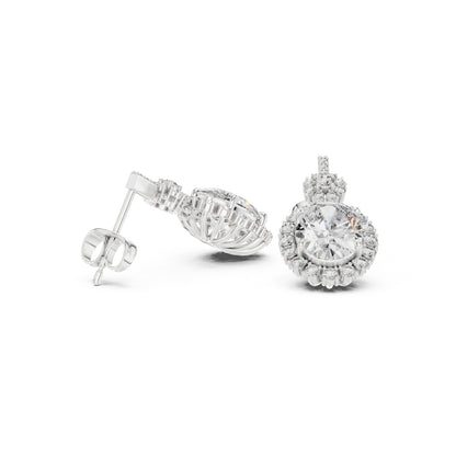 18K Rose Gold Round & Oval Lab-Grown Diamond Wedding Earrings for Women | Pure Carat