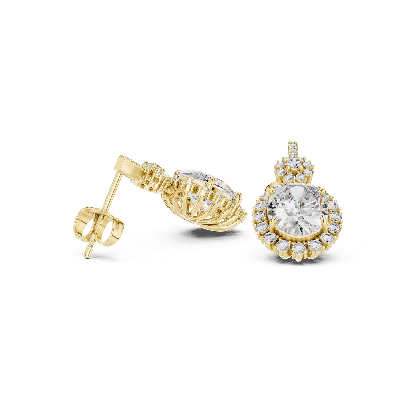 18K Rose Gold Round & Oval Lab-Grown Diamond Wedding Earrings for Women | Pure Carat