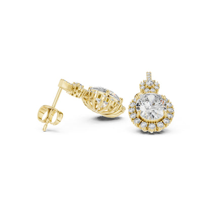 18K Rose Gold Round & Oval Lab-Grown Diamond Wedding Earrings for Women | Pure Carat