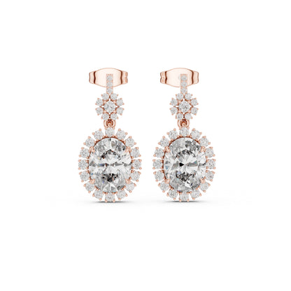 18K Rose Gold Round & Oval Lab-Grown Diamond Wedding Earrings for Women | Pure Carat