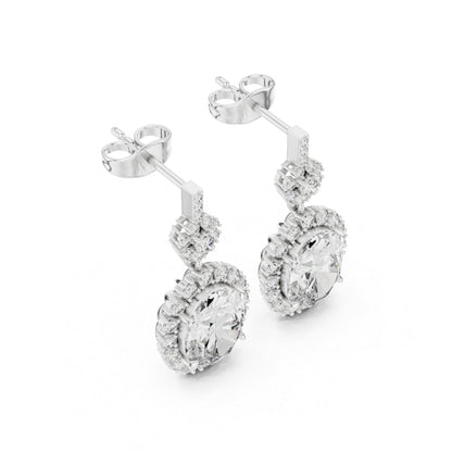 18K Rose Gold Round & Oval Lab-Grown Diamond Wedding Earrings for Women | Pure Carat