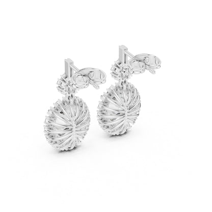 18K Rose Gold Round & Oval Lab-Grown Diamond Wedding Earrings for Women | Pure Carat