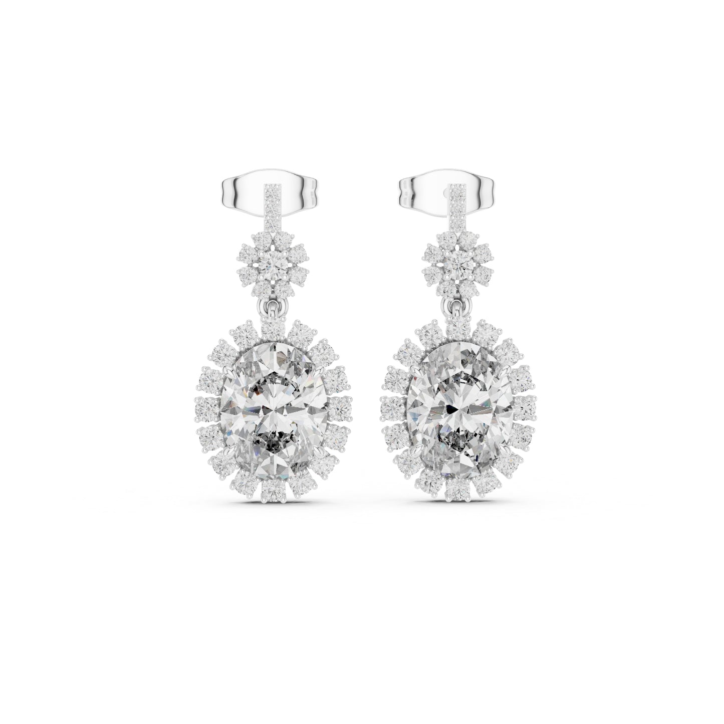 18K Rose Gold Round & Oval Lab-Grown Diamond Wedding Earrings for Women | Pure Carat