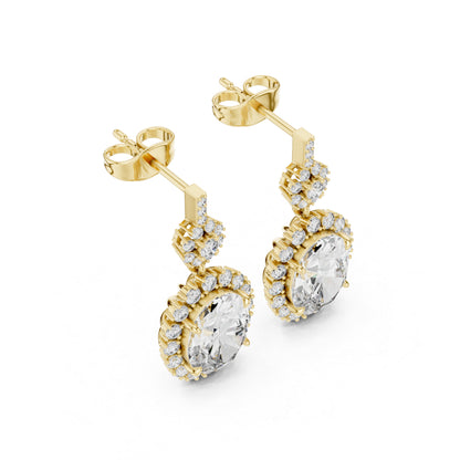 18K Rose Gold Round & Oval Lab-Grown Diamond Wedding Earrings for Women | Pure Carat
