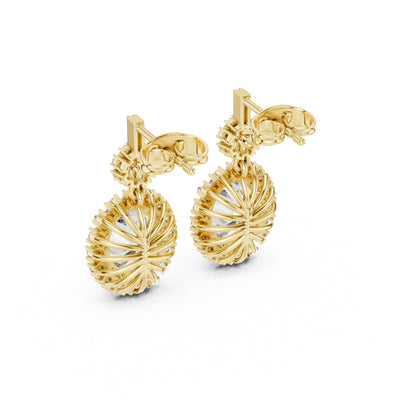18K Rose Gold Round & Oval Lab-Grown Diamond Wedding Earrings for Women | Pure Carat