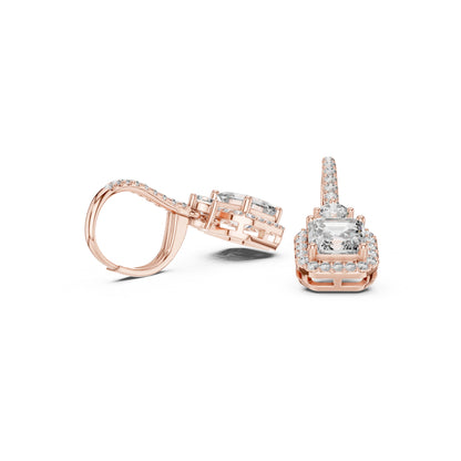 14K White Gold Round & Asscher Lab-Grown Diamond Engagement Earrings for Women | Pure Carat