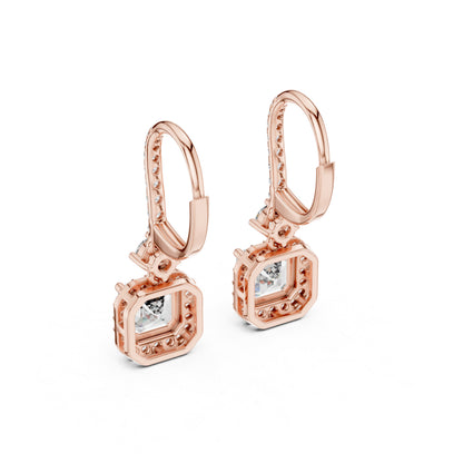 14K White Gold Round & Asscher Lab-Grown Diamond Engagement Earrings for Women | Pure Carat