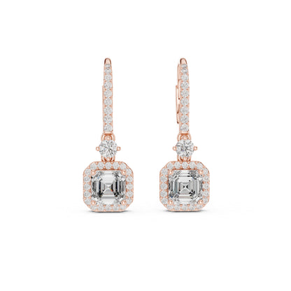 14K White Gold Round & Asscher Lab-Grown Diamond Engagement Earrings for Women | Pure Carat