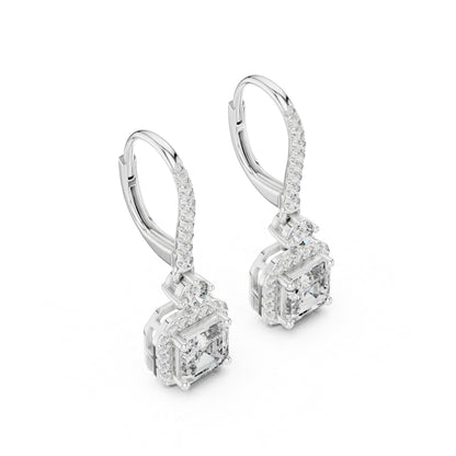 14K White Gold Round & Asscher Lab-Grown Diamond Engagement Earrings for Women | Pure Carat