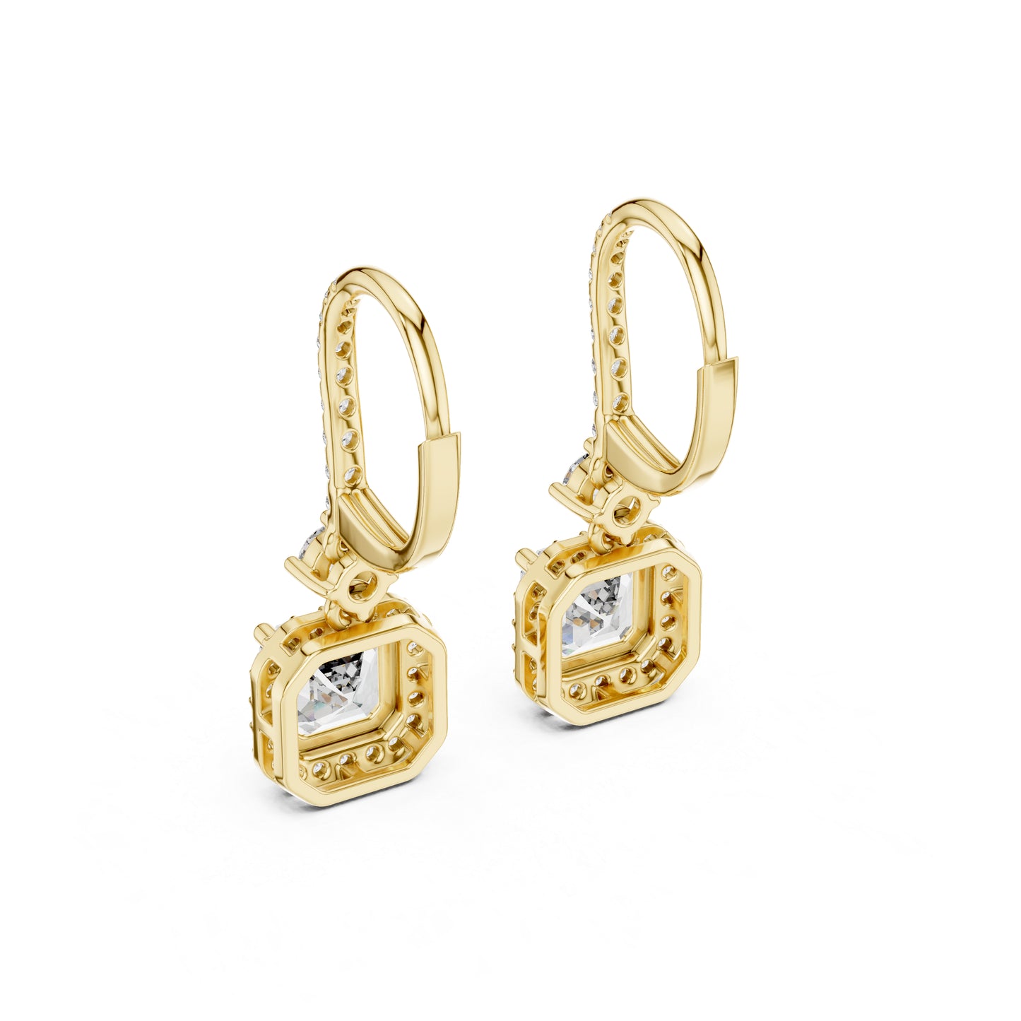 14K White Gold Round & Asscher Lab-Grown Diamond Engagement Earrings for Women | Pure Carat