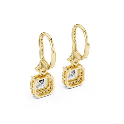 14K White Gold Round & Asscher Lab-Grown Diamond Engagement Earrings for Women | Pure Carat