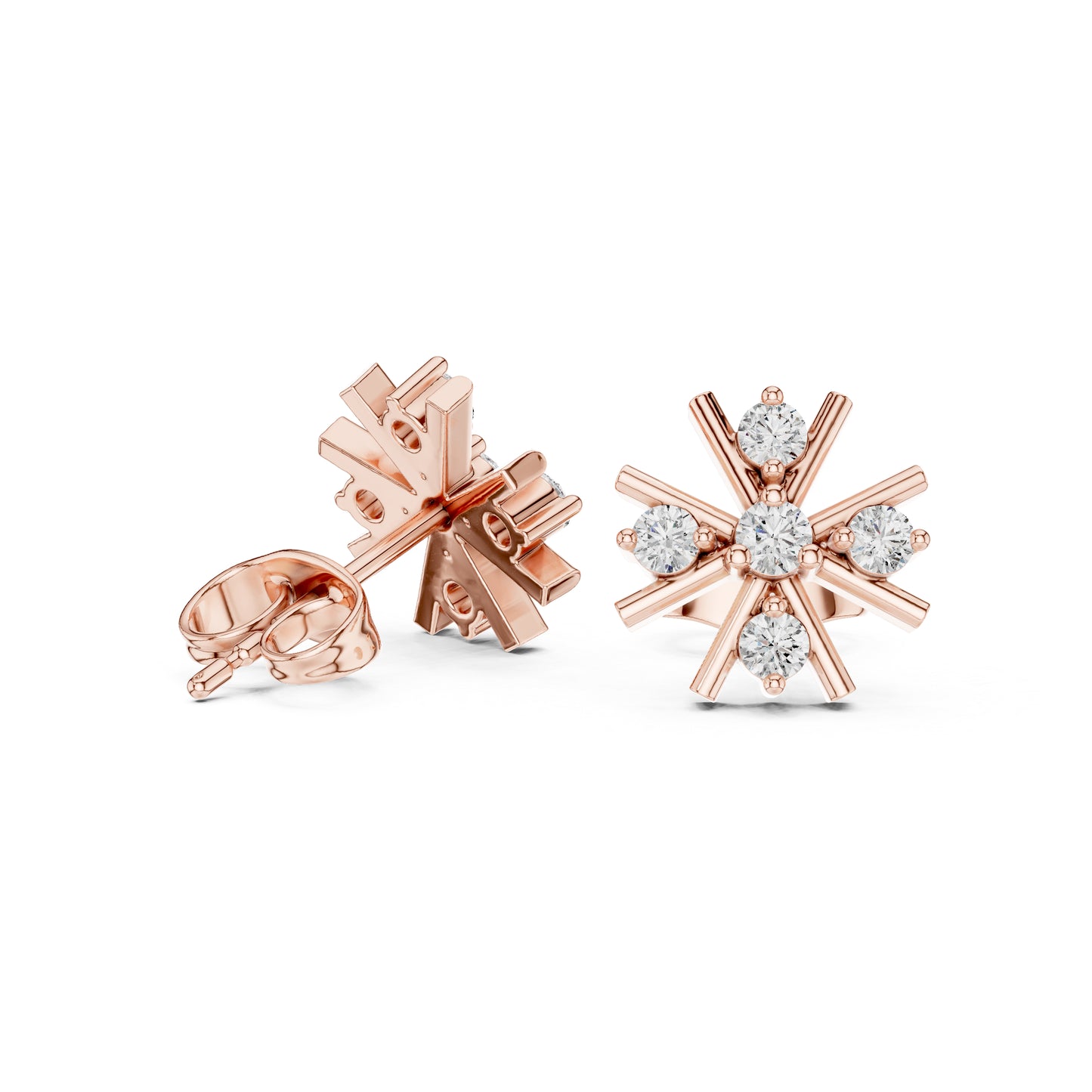 18K Rose Gold Round Lab-Grown Diamond Everyday Wear Earrings for Women | Pure Carat