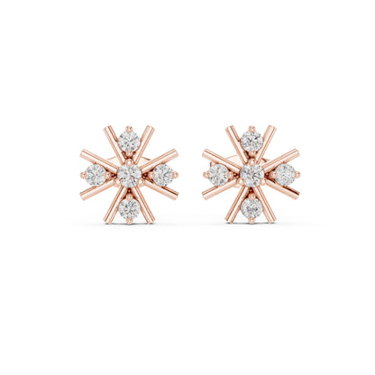 18K Rose Gold Round Lab-Grown Diamond Everyday Wear Earrings for Women | Pure Carat