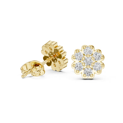 14K Yellow Gold Round Lab-Grown Diamond Everyday Wear Earrings for Women | Pure Carat