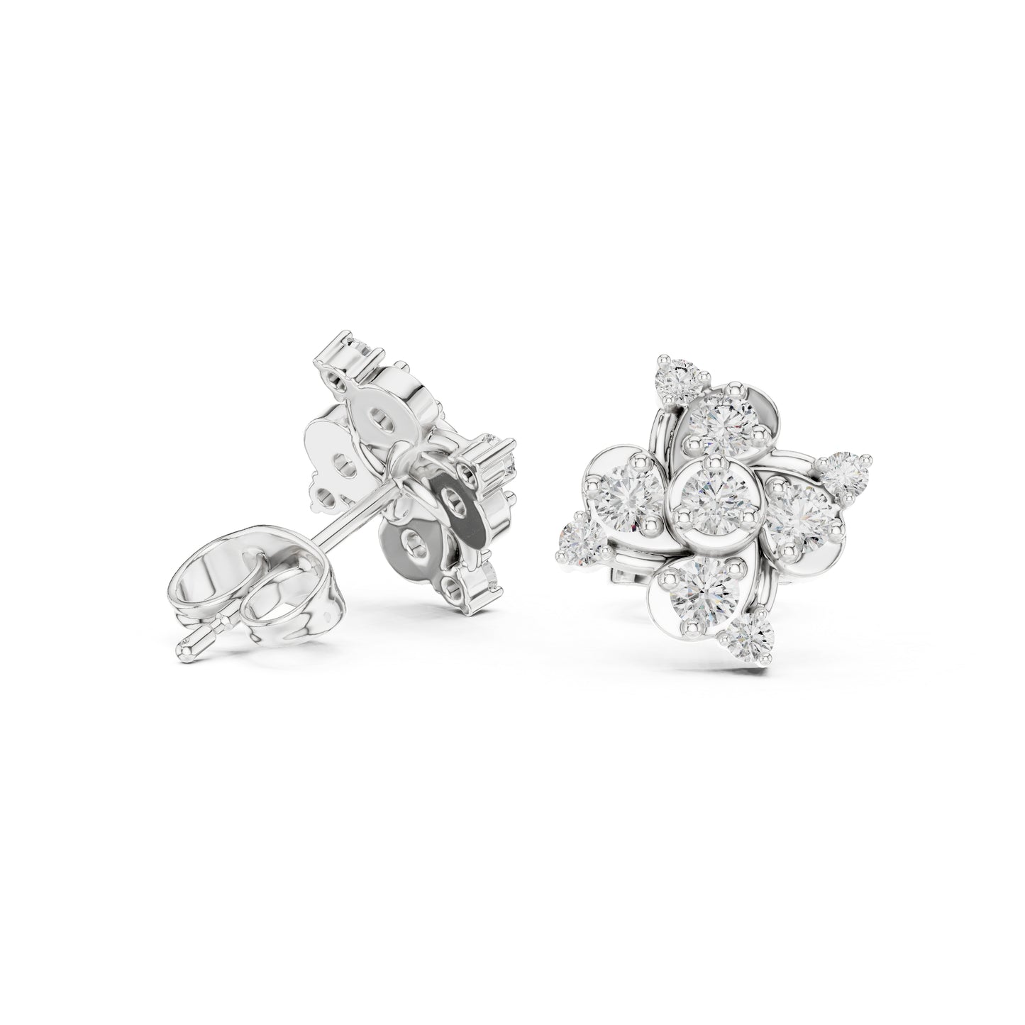 14K White Gold Round Lab-Grown Diamond Everyday Wear Earrings for Women | Pure Carat