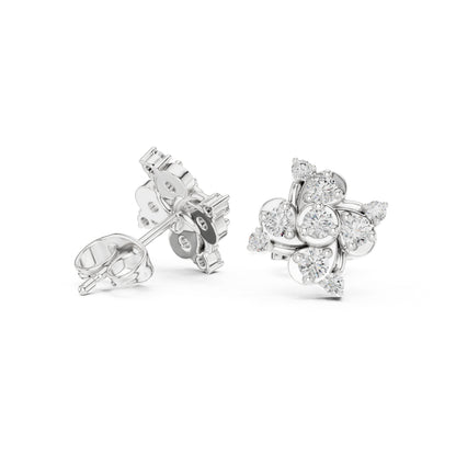 14K White Gold Round Lab-Grown Diamond Everyday Wear Earrings for Women | Pure Carat