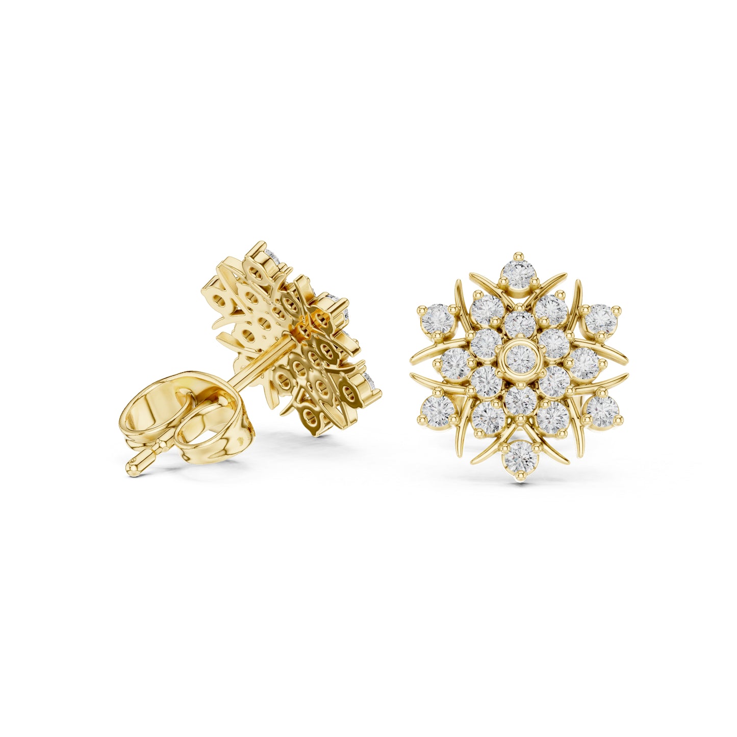 18K Yellow Gold Round Lab-Grown Diamond Engagement Earrings for Women | Pure Carat