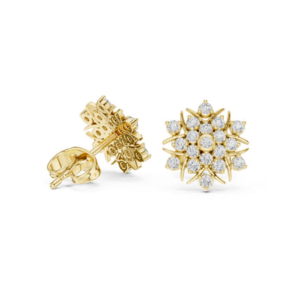 18K Yellow Gold Round Lab-Grown Diamond Engagement Earrings for Women | Pure Carat