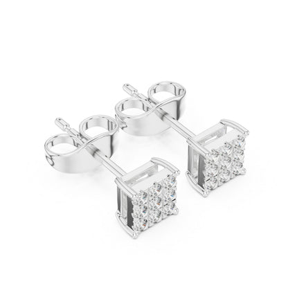 14K White Gold Round Lab-Grown Diamond Wedding Earrings for Women | Pure Carat