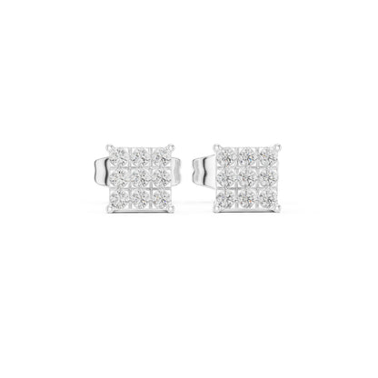 14K White Gold Round Lab-Grown Diamond Wedding Earrings for Women | Pure Carat