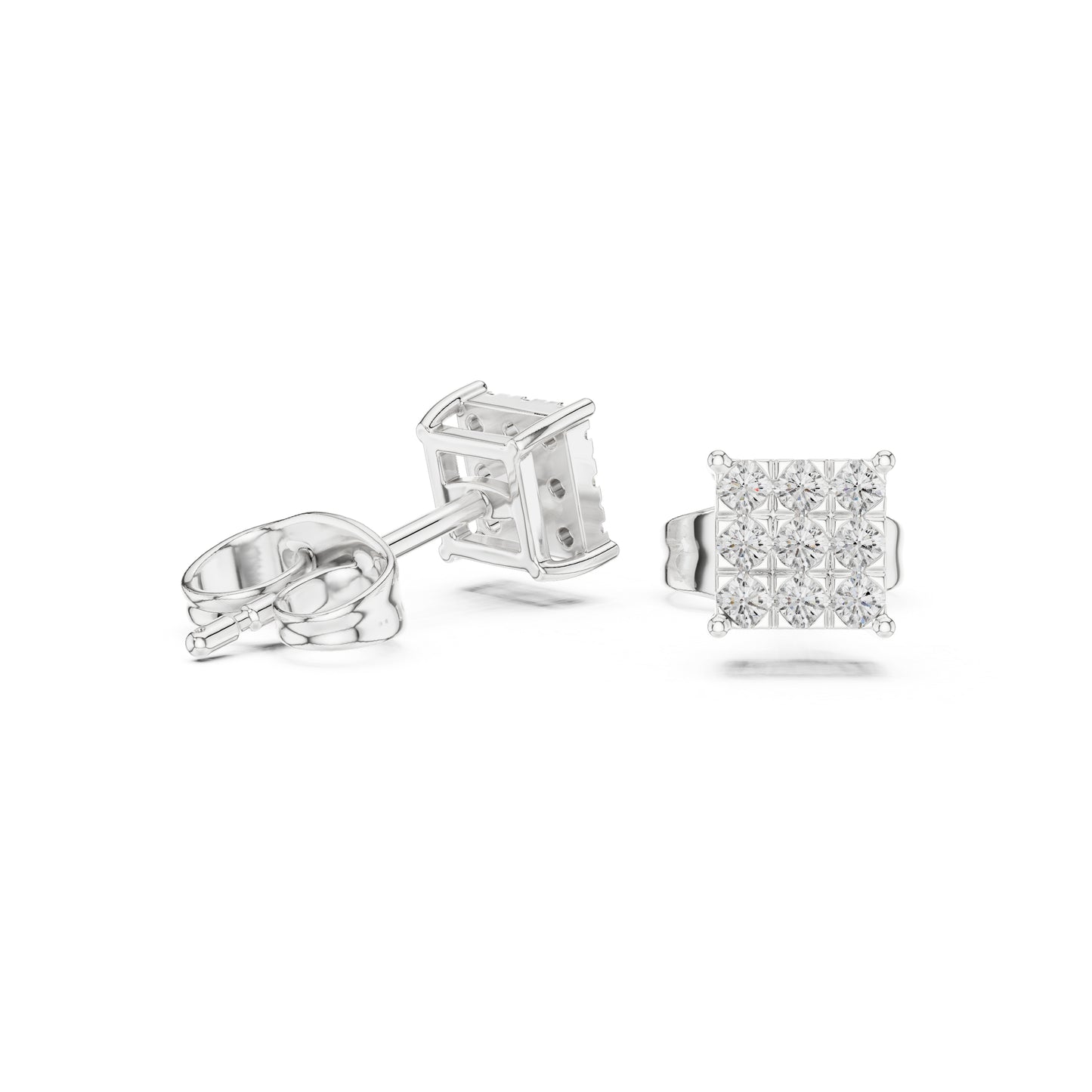 14K White Gold Round Lab-Grown Diamond Wedding Earrings for Women | Pure Carat