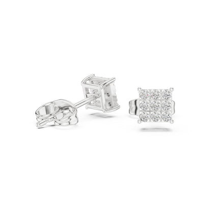 14K White Gold Round Lab-Grown Diamond Wedding Earrings for Women | Pure Carat