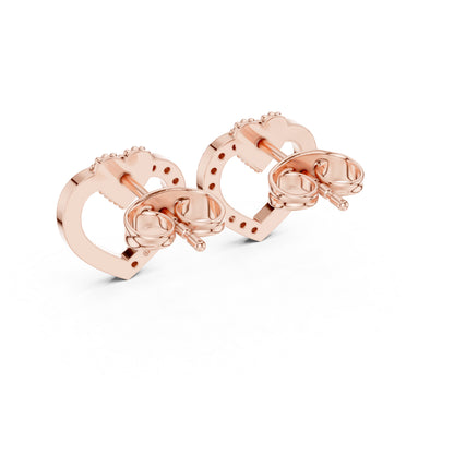 18K Rose Gold Round Lab-Grown Diamond Everyday Wear Earrings for Women | Pure Carat