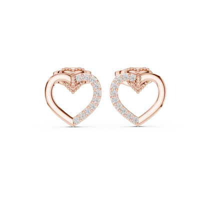 18K Rose Gold Round Lab-Grown Diamond Everyday Wear Earrings for Women | Pure Carat