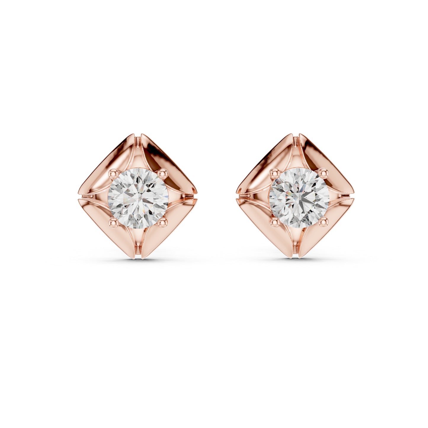 Round Lab-Grown Diamond Stud Earrings in 18K White Gold | PureCarat