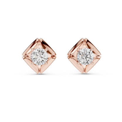 Round Lab-Grown Diamond Stud Earrings in 18K White Gold | PureCarat
