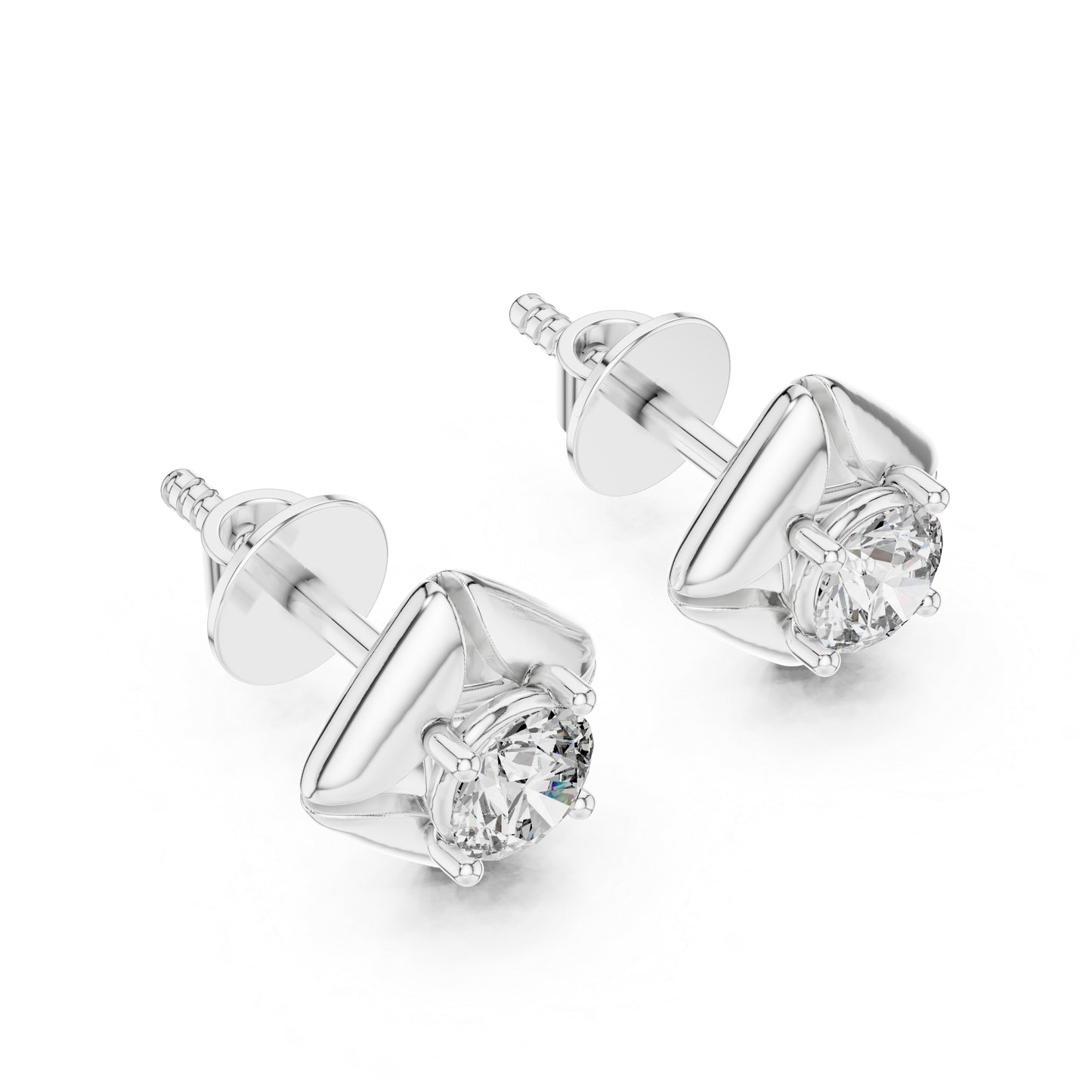 Round Lab-Grown Diamond Stud Earrings in 18K White Gold | PureCarat
