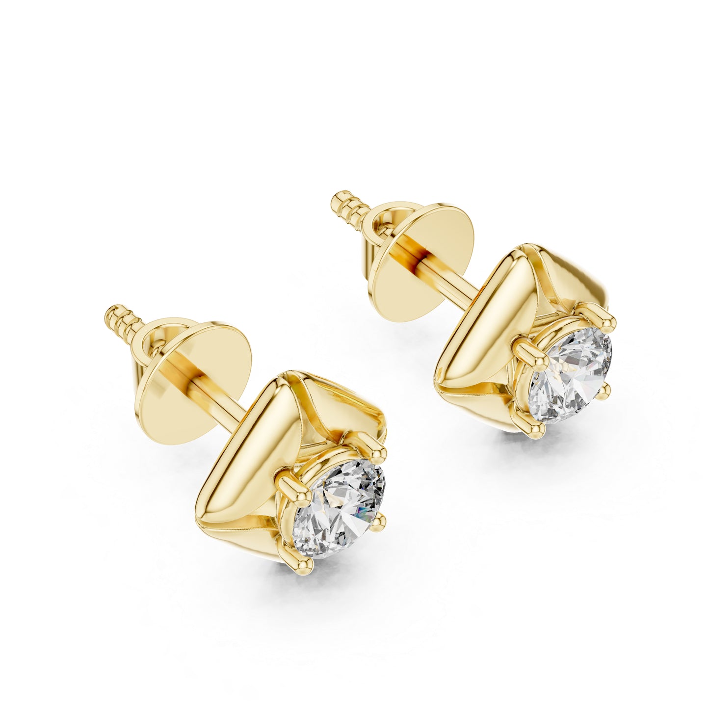 Round Lab-Grown Diamond Stud Earrings in 18K White Gold | PureCarat